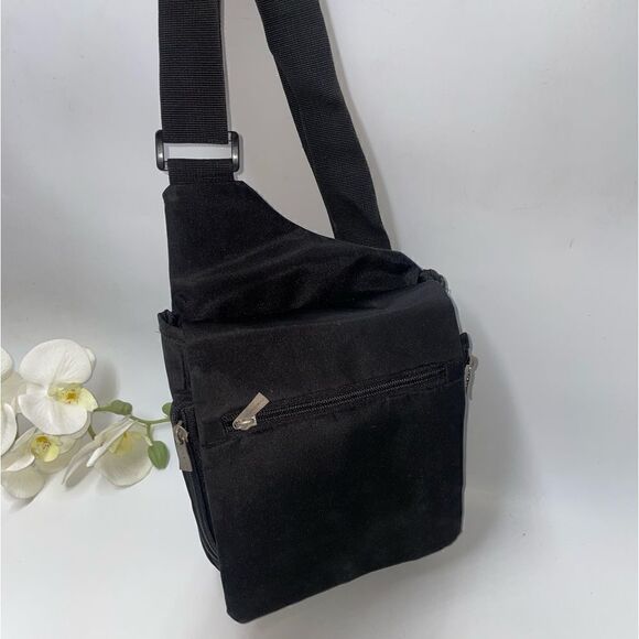 Travelon Black Flap Nylon Sling Bag - Picture 1 of 8